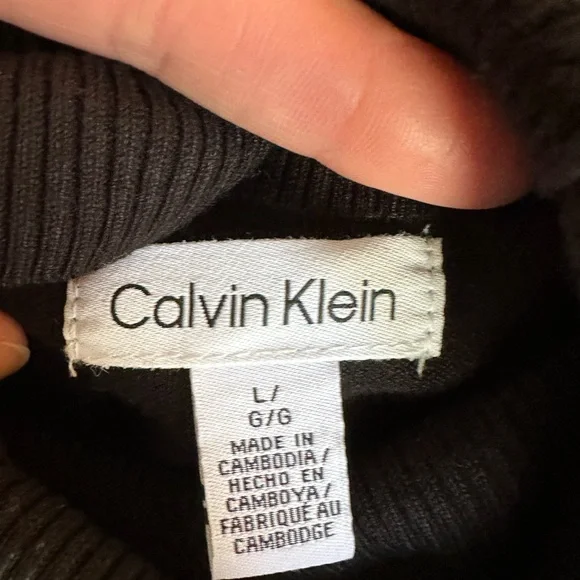 Calvin Klein Black Knit Turtleneck Sweater size large classic like new ribbed - Picture 11 of 13